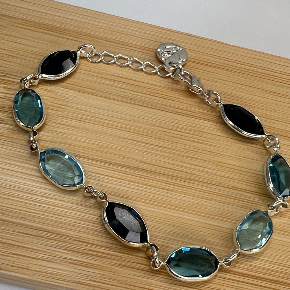 Brighton Silver Bracelet with Blue and Black Accents